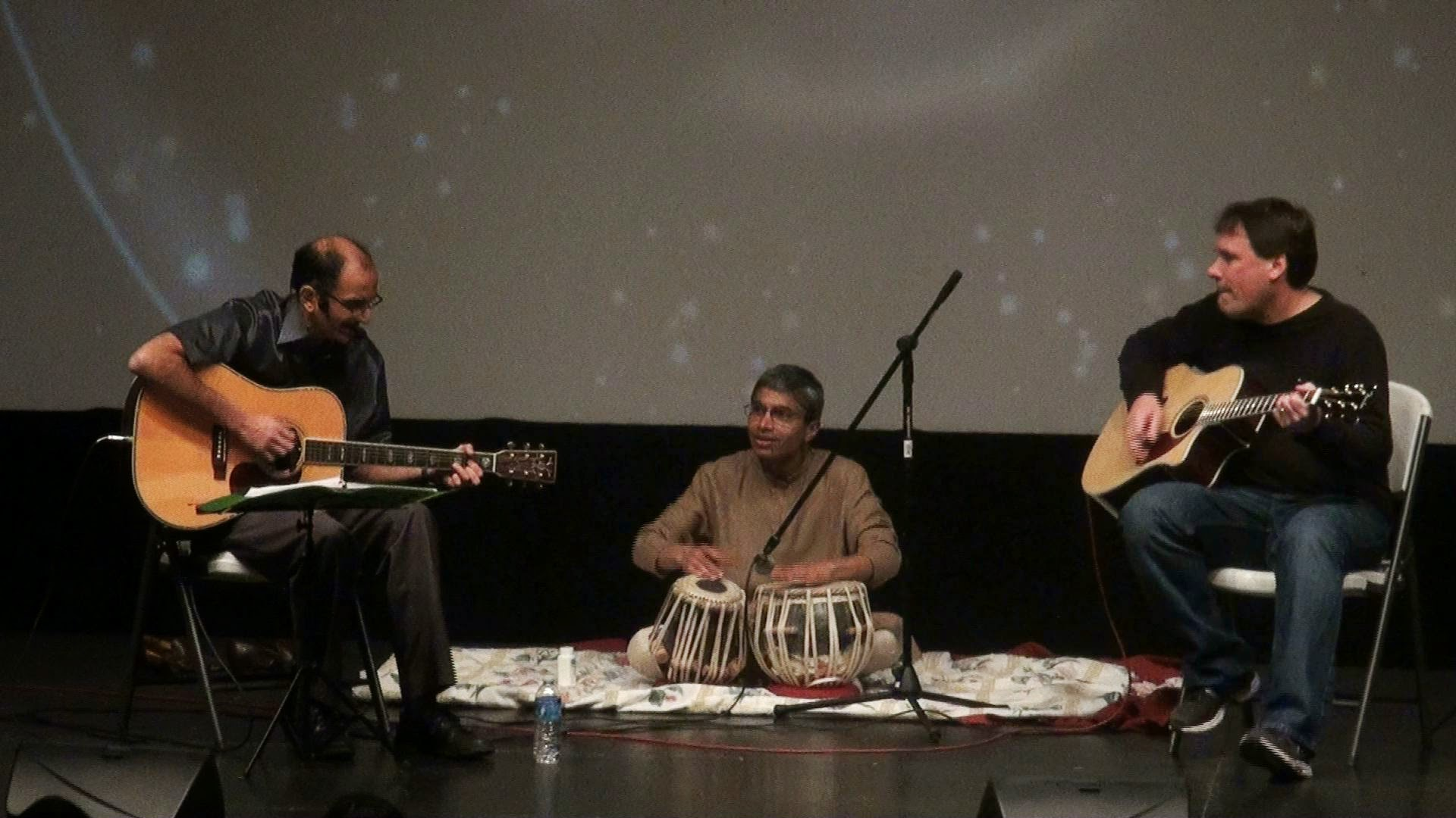 Two men singing together
