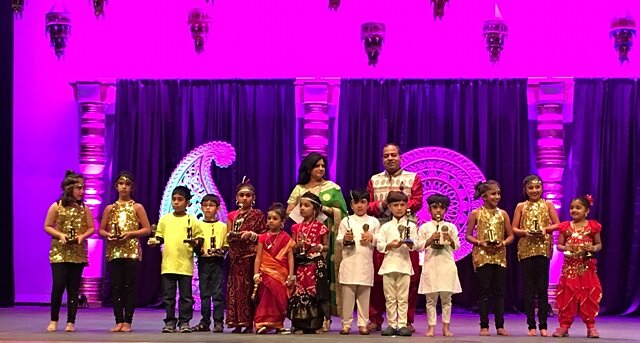 Yukta Garg New Talent Award recipients with their trophies at the 2016 ceremony.
