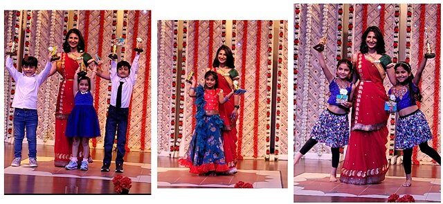 Yukta Garg New Talent Award recipients with their trophies at the 2021 ceremony.