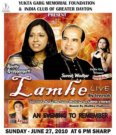 Promotional flyer for the 2010 concert, Lamhe — Live by Legends.