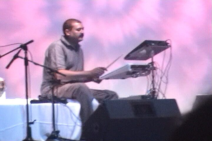 The band’s percussionist on the electronic drum pad.