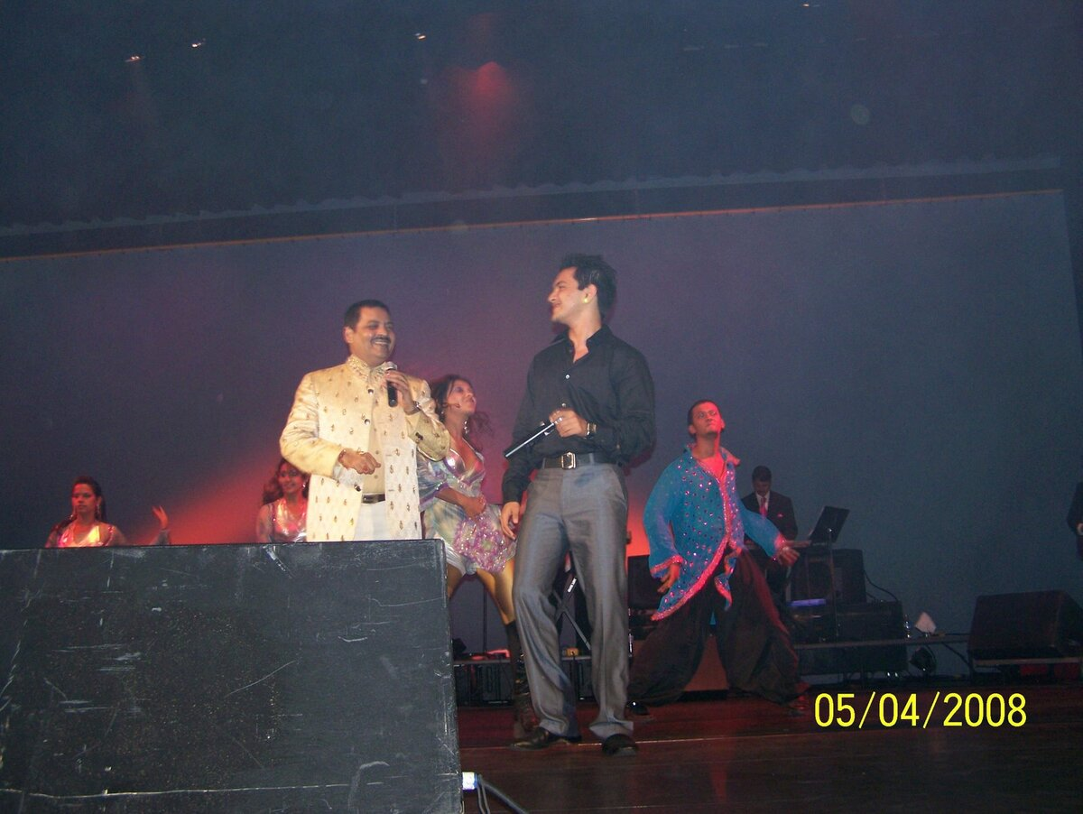 Father and son performing together.