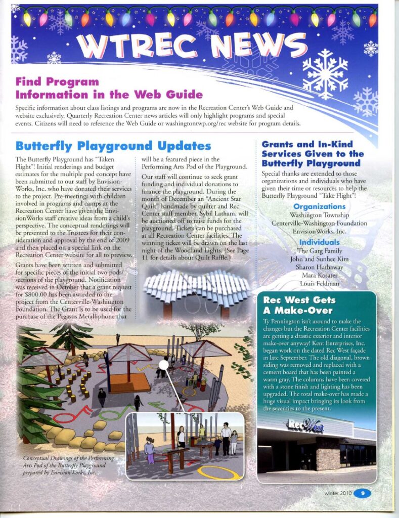 Washington Township Quarterly, Winter 2010, page 9: Butterfly Playground Updates