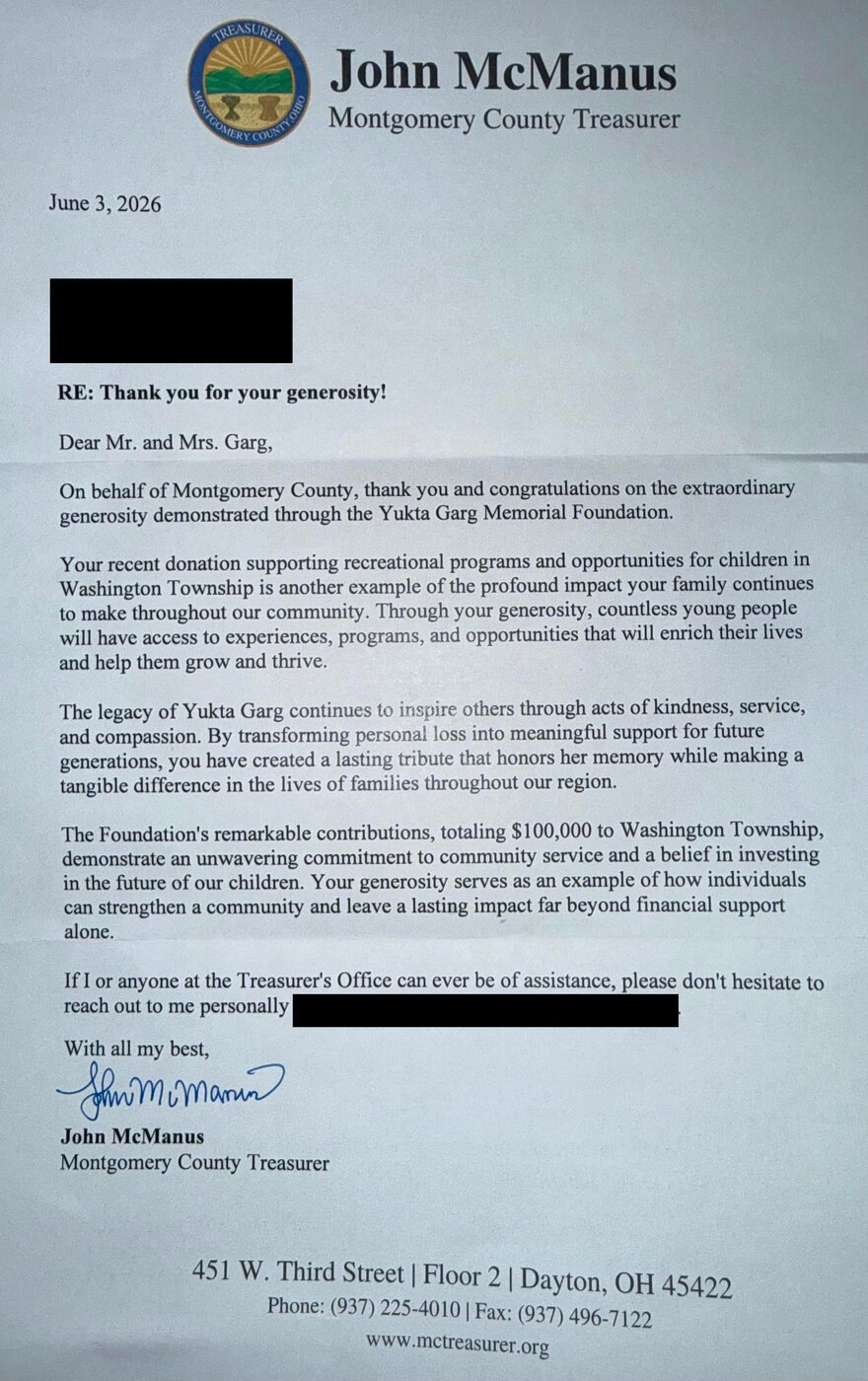 Letter from Montgomery County Treasurer John McManus, June 2026