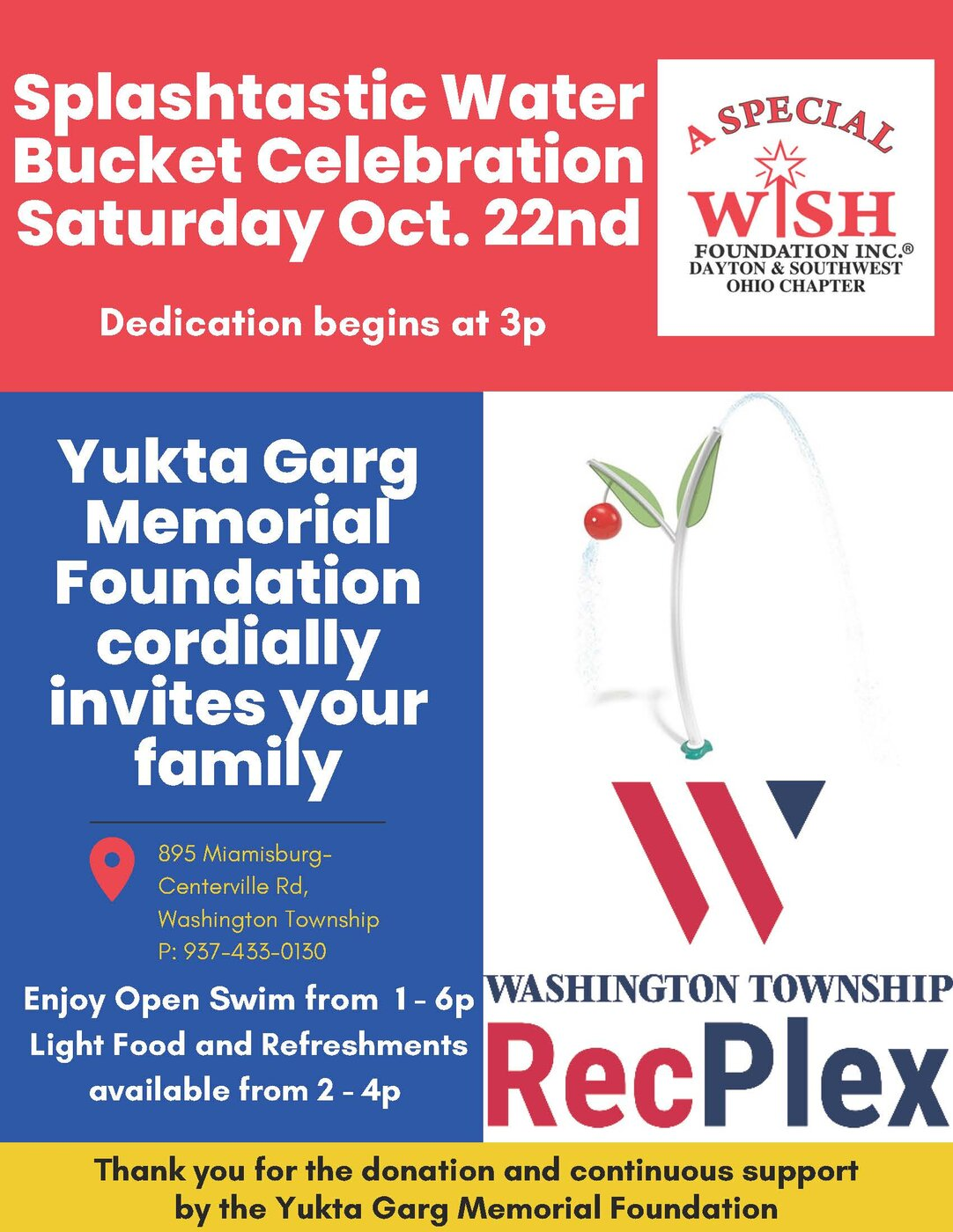 Splashtastic Water Bucket Celebration flyer, October 2022